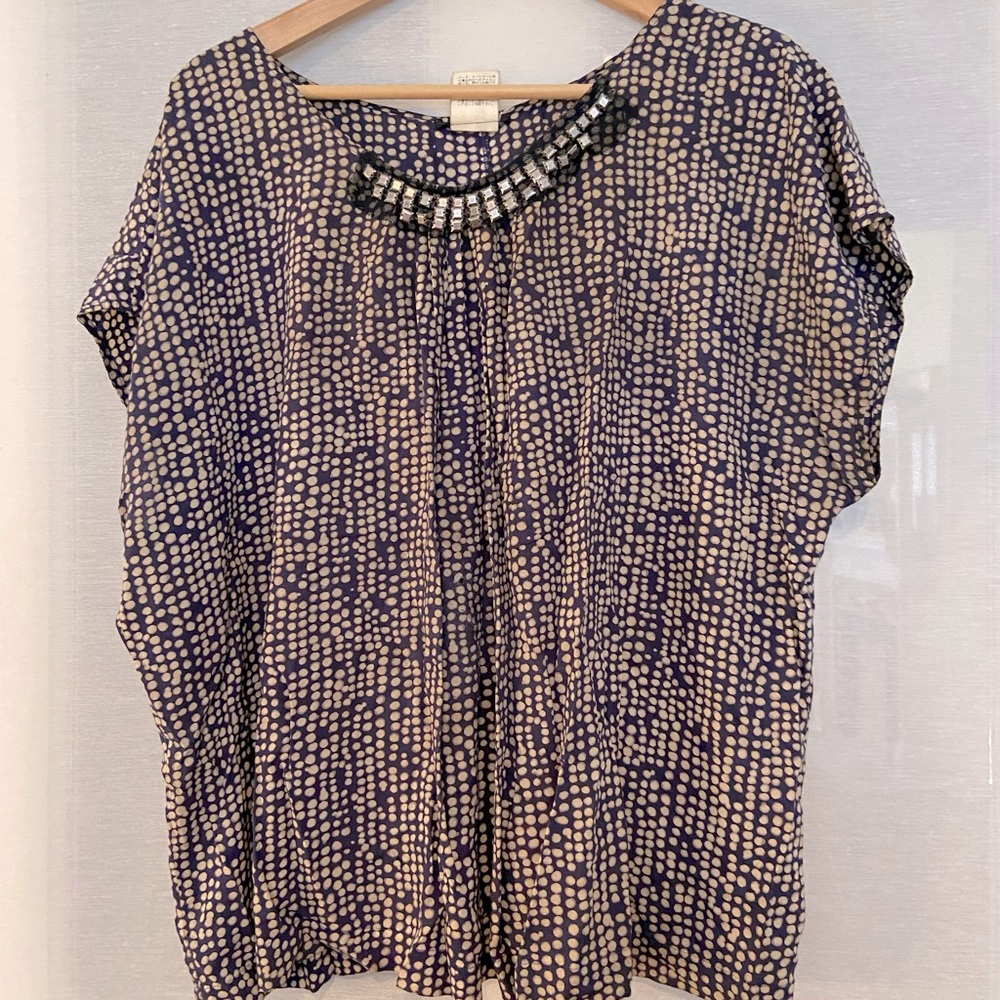 Pas de Calais embellished rayon dot top M (38)